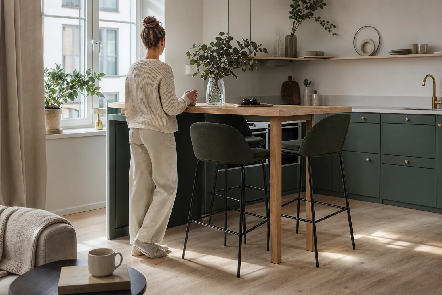 Hög barstol vid ett extra högt ståbord