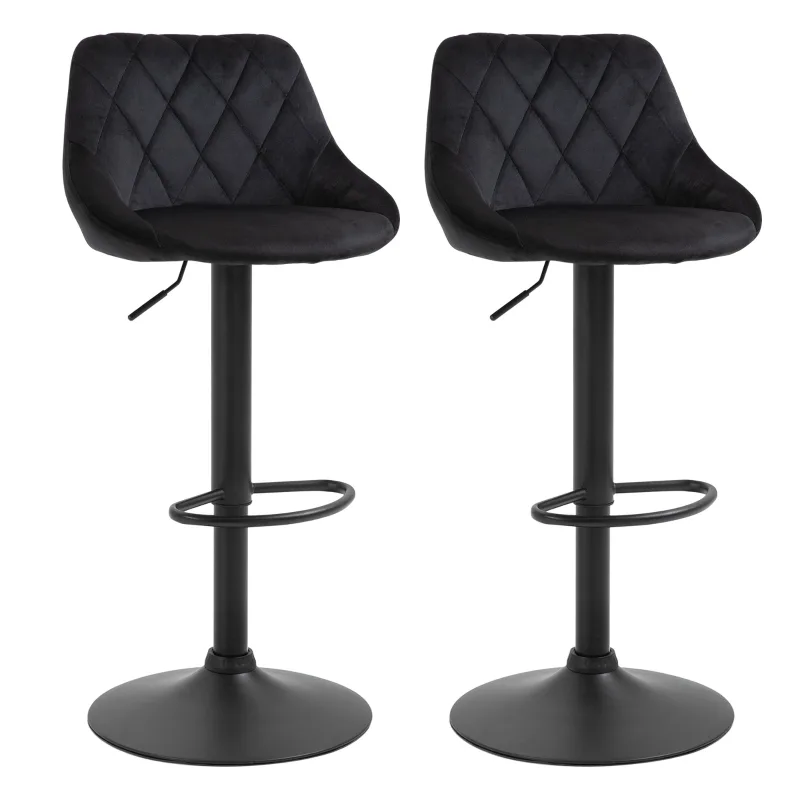 2 barstolar höjdjusterbar sammet 83-104 cm – A835-502V02BK