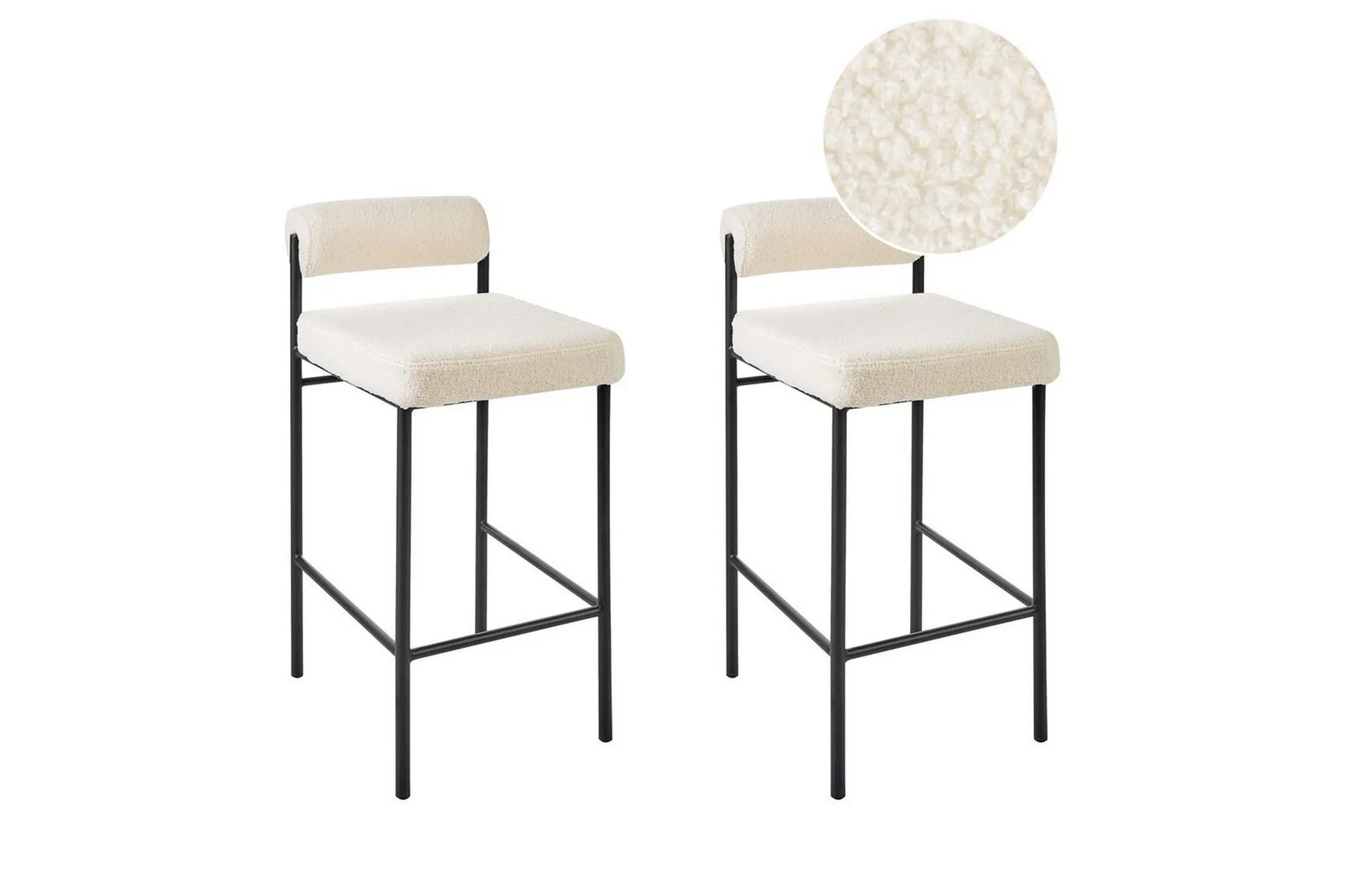 Barstol Amaya set om 2 Vit-Svart, Bouclé, variant SYN0031858