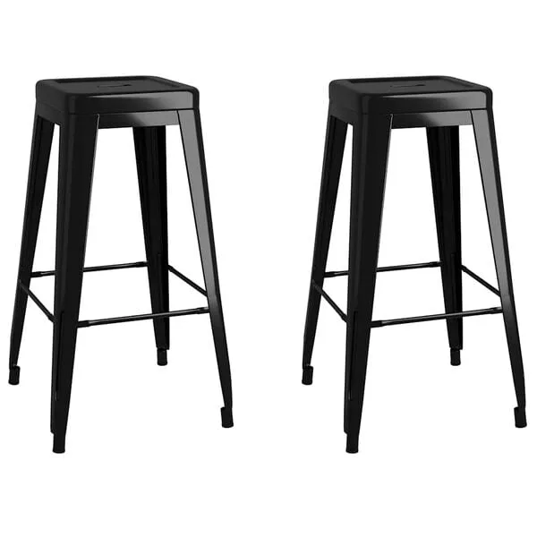 vidaXL Barstolar 2 st stapelbara metall svart, variant 248147